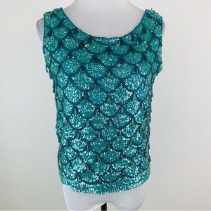 Vintage Jeri-Jo Scalloped Sequin Beaded Top Sz 36 Small